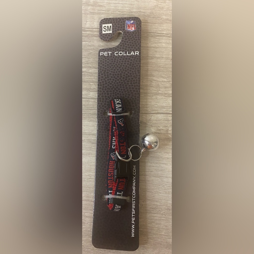 Pets First NFL Pet Collar Adjustable Size Small Houston Texans 3/8" W X 8-12" L